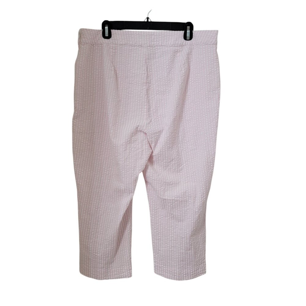 Kim Rogers Size 14 Pink and White Gingham Seersucker Cropped Pants - Picture 4 of 14